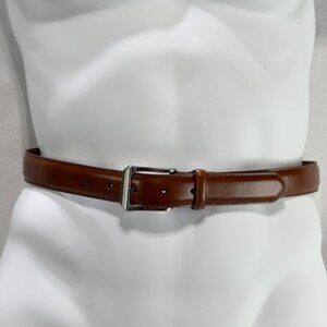 JOS A BANKS Genuine Italian Leather Brown Mens Belt Silver Buckle   Size 42